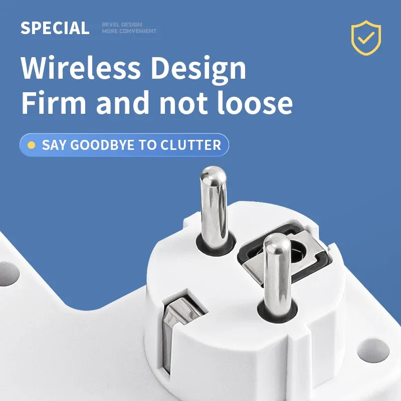 EU AC Plug Power Strip Wall Mounted Independent Switch Multitap Socket Network Filter With USB Charging Network Filter Adapter