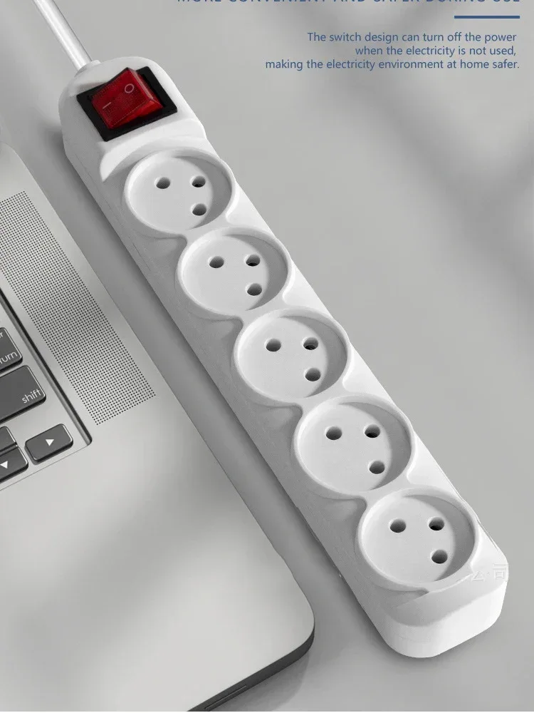 Melery Power Strip Israel Plug Outlets 3/4/5 Way AC Electric Switched Sockets 16A Wire Extension Cord Wall Mounted Home Office