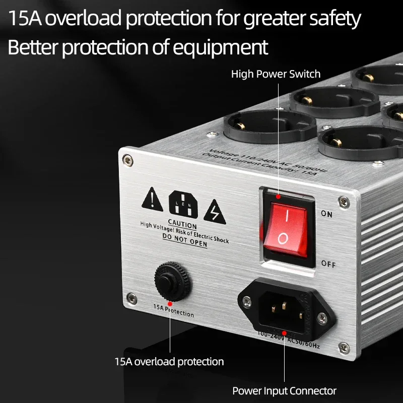 Hi-end EU Hifi Power Filter for Standard EU Socket Noise-free Audio Purifier Filter Power Conditioner with EU Outlets Strip