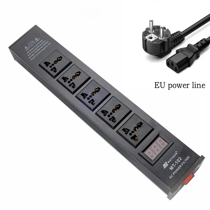 Matihur MT-102 Audio Noise AC Power Filter Power Conditioner Power Purifier Surge Protection with EU Outlets Power Strip hifi
