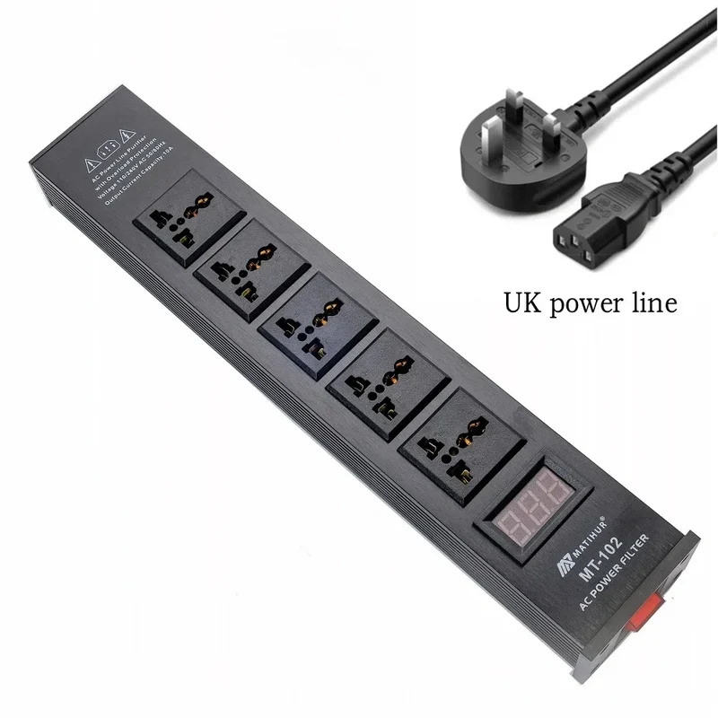 Matihur MT-102 Audio Noise AC Power Filter Power Conditioner Power Purifier Surge Protection with EU Outlets Power Strip hifi