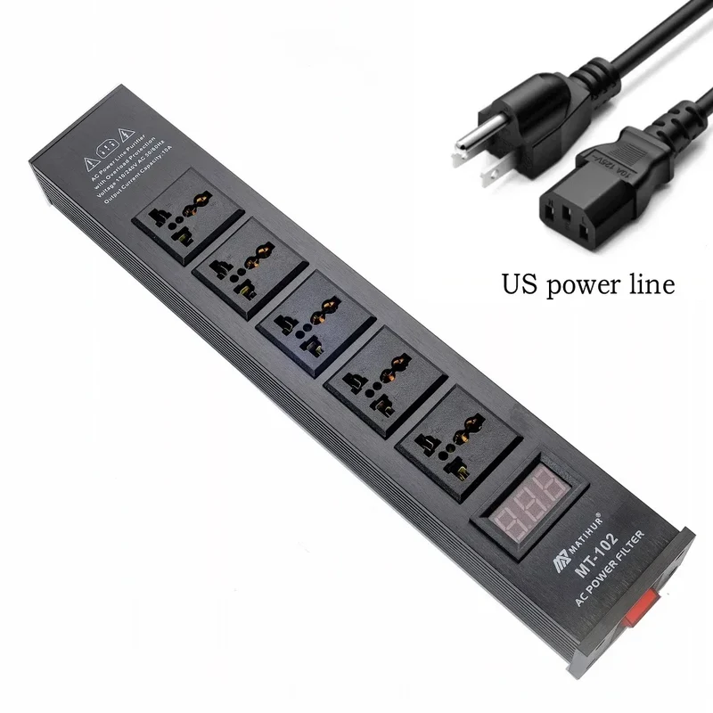 Matihur MT-102 Audio Noise AC Power Filter Power Conditioner Power Purifier Surge Protection with EU Outlets Power Strip hifi