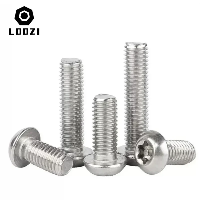 304 Stainless Steel Six Lobe Torx Button Round Head With Pin Anti-theft Tamper Proof Security Bolt Screw M3 M4 M5 M6 M8 M10 M12