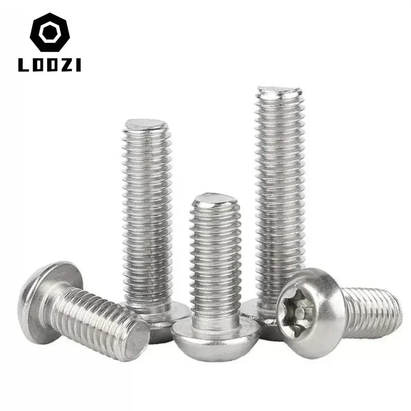 304 Stainless Steel Six Lobe Torx Button Round Head With Pin Anti-theft Tamper Proof Security Bolt Screw M3 M4 M5 M6 M8 M10 M12