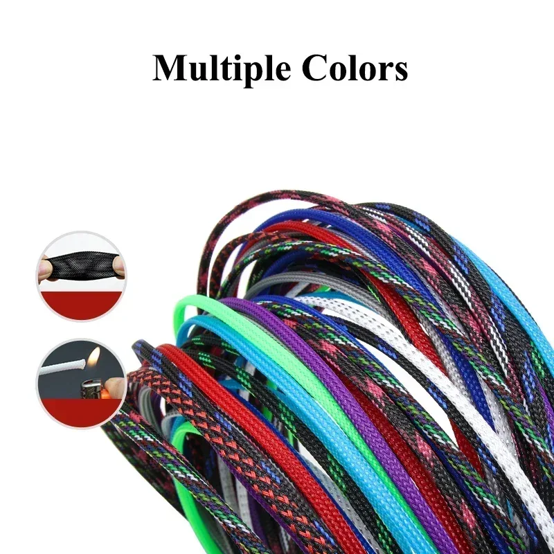 1-50M 2mm Insulated PET Braid Sleeves Sleeving High Density Cable Sheath Wrap Cable Protector Braid For Wires