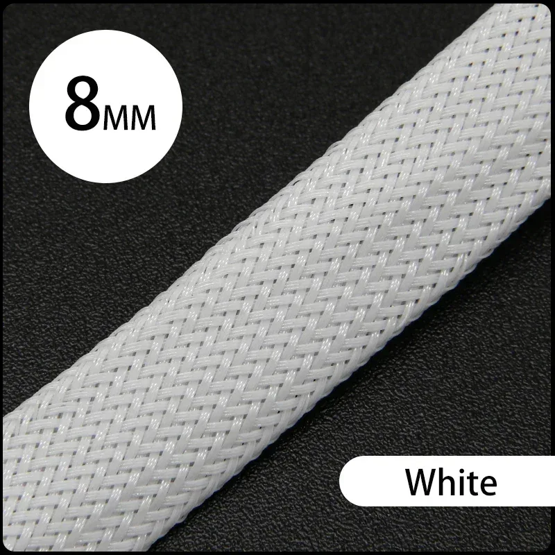 1~50M PET Braid Sleeve High Density 8mm Insulated Expandable Braided Wires Organizer Cable Wrapping Sheath Protector