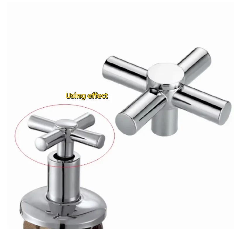 Cross Faucet Handle Knob Zinc Alloy Handwheel Universal Hot Cold Sink Taps Switch For Kitchen Bathroom Tap Replacement Parts