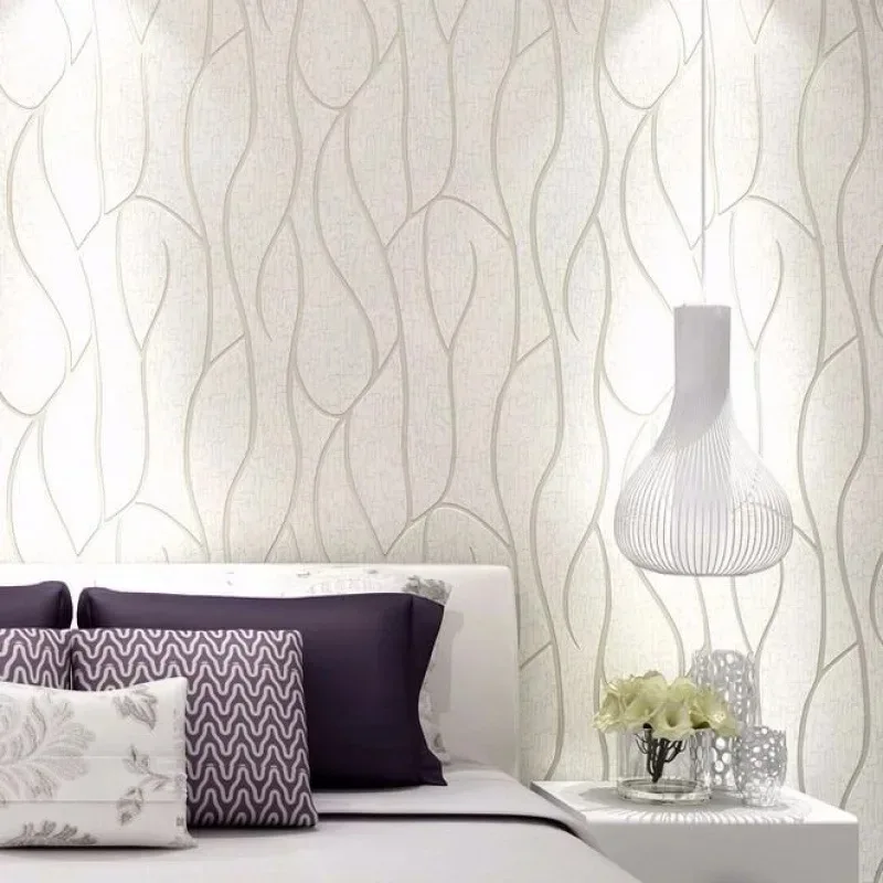 53cm European style 3D non-woven fabric wall sticker for moisture-proof curved stripe background wall sticker in living room