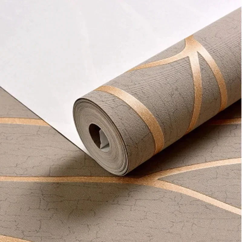 53cm European style 3D non-woven fabric wall sticker for moisture-proof curved stripe background wall sticker in living room