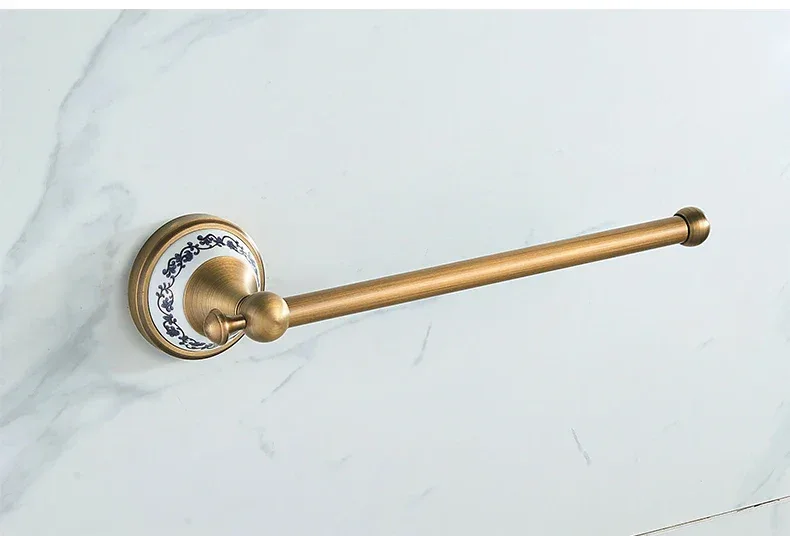 Antique Brass 2pc Bathroom Accessories Set, Bronze Dispenser Towel Rod and Toilet Paper Holder for Bathroom Wall Mounted