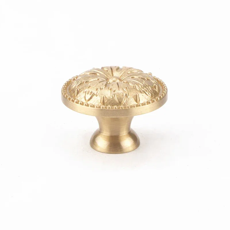 KEDLO Brass handle single hole solid cabinet door light gold European style drawer kitchen shoe cabinet wardrobe brass knob