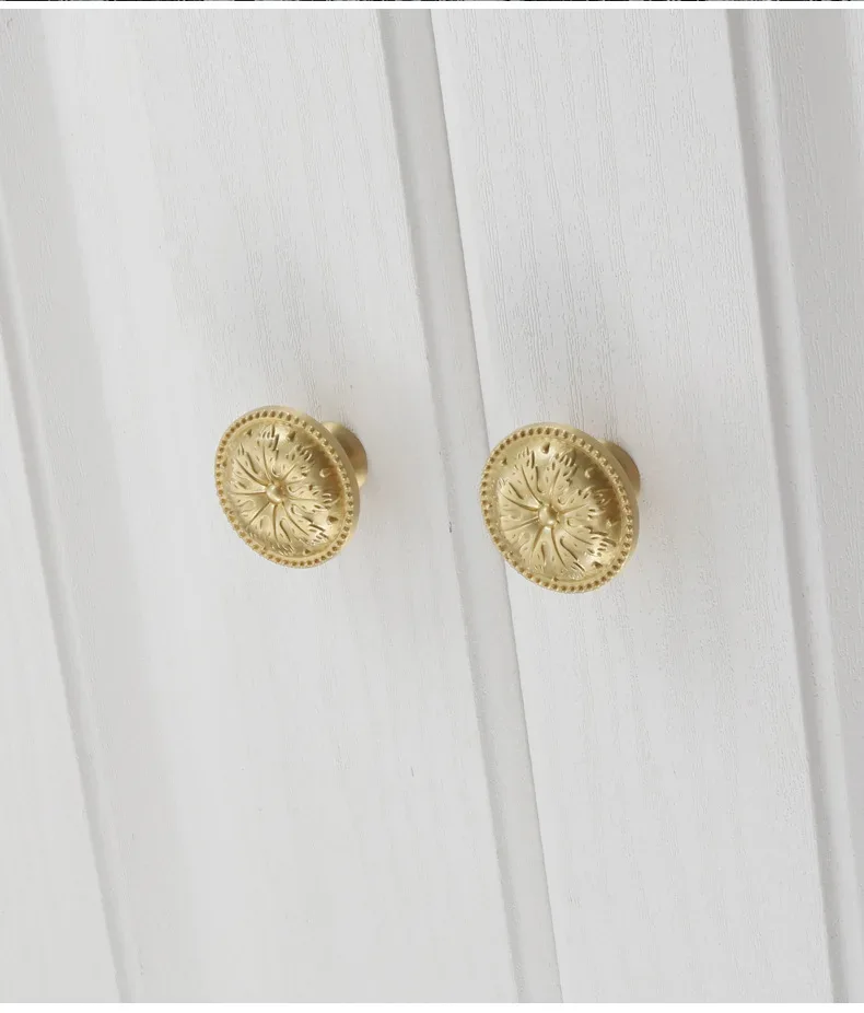 KEDLO Brass handle single hole solid cabinet door light gold European style drawer kitchen shoe cabinet wardrobe brass knob