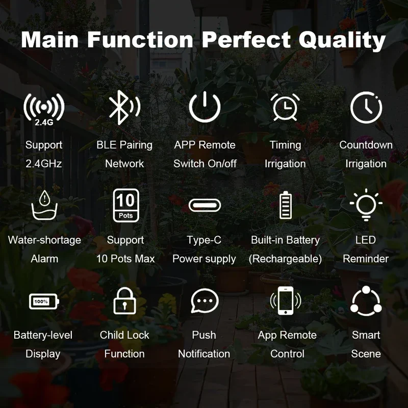 Tuya WiFi Smart Watering Pump 18650 Rechargeable Battery Intelligent Auto Sprinkler Drip Irrigation Flowers Home Garden Tools