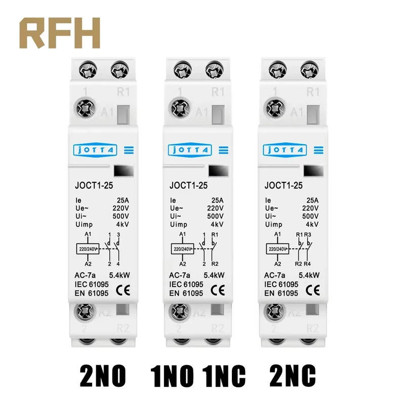 2P 16A/20A/25A 220V/230V 50/60Hz Din Rail Household AC Contactor 1NO 1NC/2NO/2NC For Smart Home