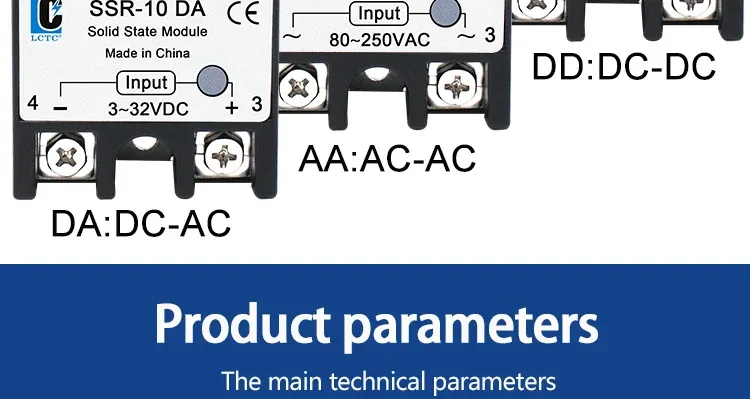 LCTC 10PCS SSR 10A 25A 40A 50A 60A 80A 100A Solid State Relay DC To AC AC To AC DC To DC Single Phase Control Relay