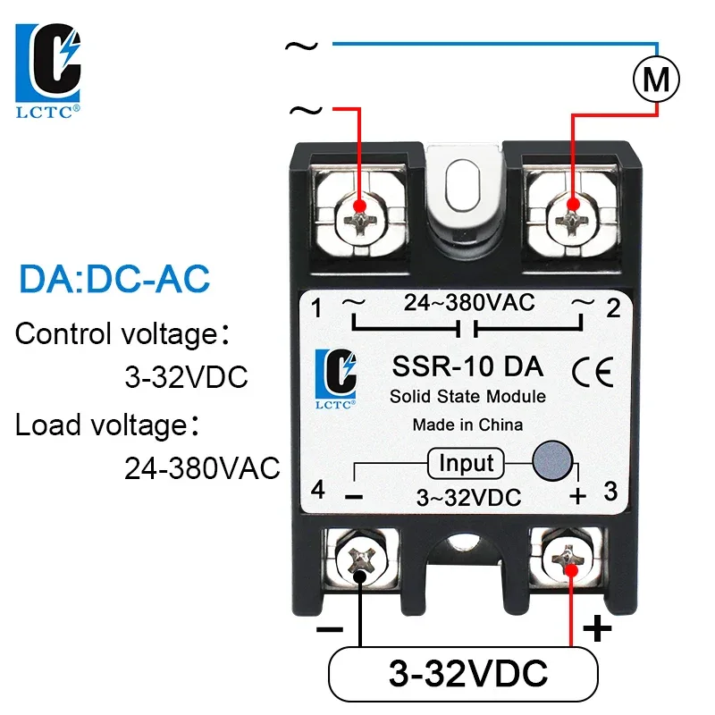 LCTC 1PCS SSR Solid State Relay DC To AC AC To AC DC To DC 10A 25A 40A 50A 60A 80A 100A Non-contact Relay 3-32VDC
