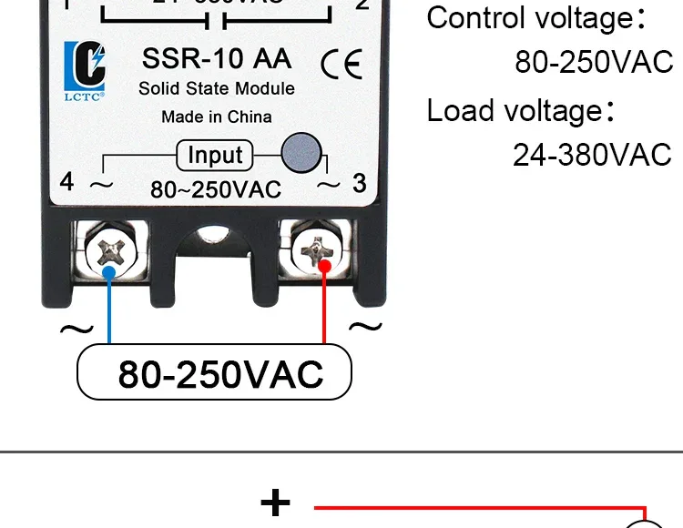 LCTC 1PCS SSR Solid State Relay DC To AC AC To AC DC To DC 10A 25A 40A 50A 60A 80A 100A Non-contact Relay 3-32VDC