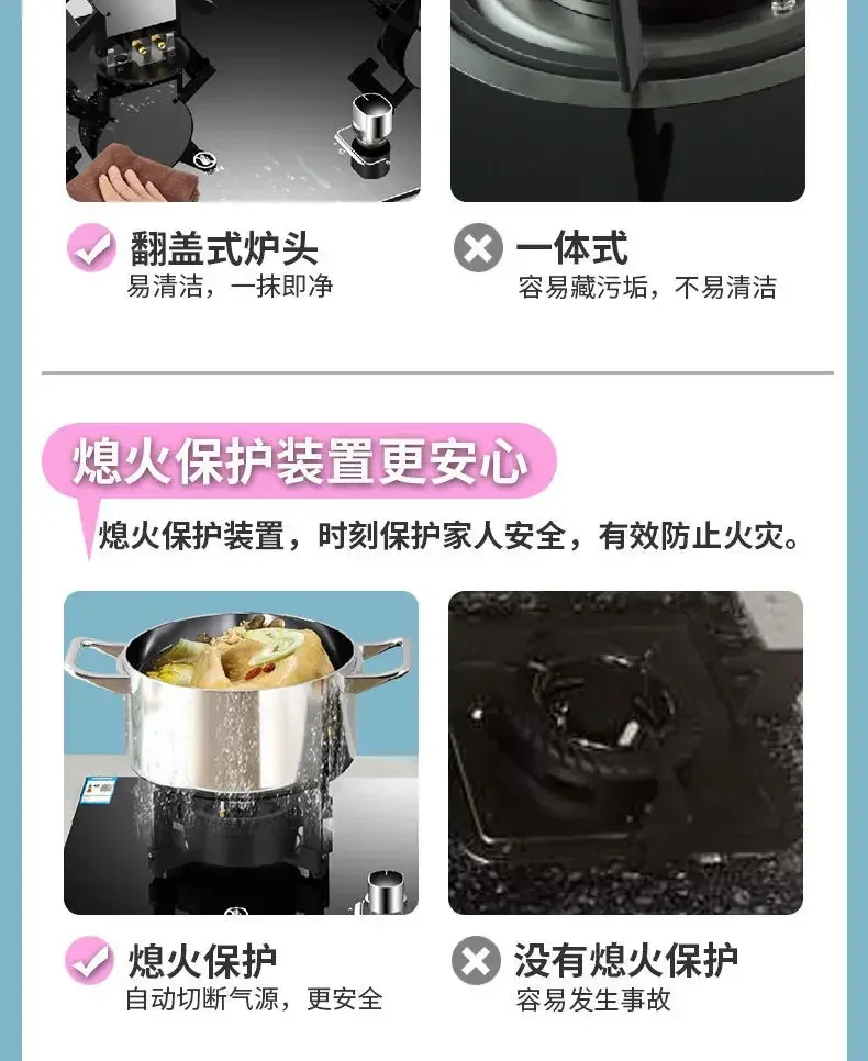 Household Built-in Double Stove Gas Stoves Table Kitchen Kitchens Cookers Countertops Cooker Home Recessed Top Cooktop Hob Panel