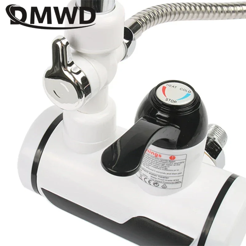DMWD Electric Instant Hot Water Faucet Stainless Steel Water heater with LED Temperature Display Tankless Tap For Kitchen shower