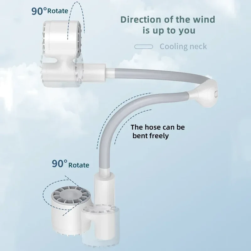 Portable Lightweight Halter Neck Air Cooling Fan USB Rechargeable Outdoor Travel Sport Wearable Mini Hanging Neck Fan 3Gear Wind