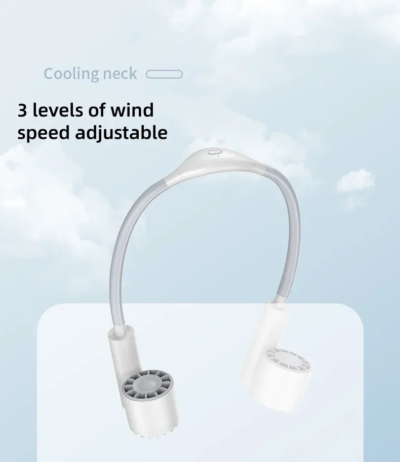 Portable Lightweight Halter Neck Air Cooling Fan USB Rechargeable Outdoor Travel Sport Wearable Mini Hanging Neck Fan 3Gear Wind
