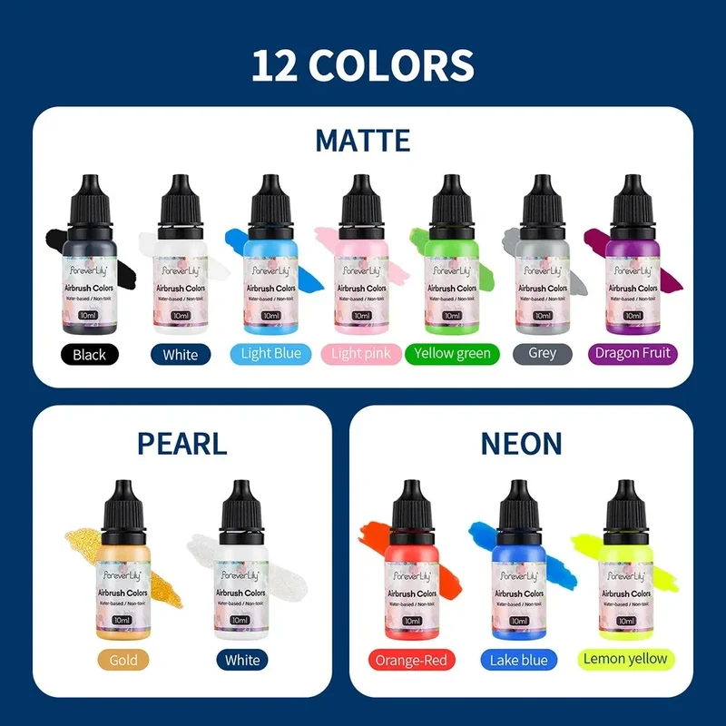 12pcs Nail Polish Paint Airbrush Nail Ink Use For Airbrush Spray Gun Color Painting Stencil Making Hollow Pattern Nail Art Tools