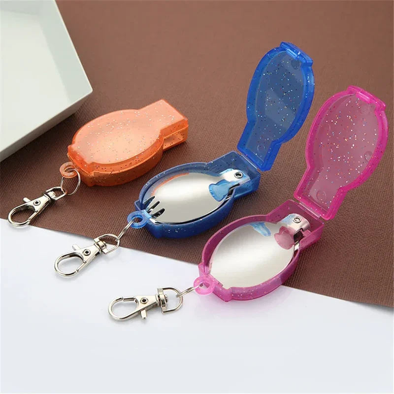 Outdoor Folding Travel Camping Utensil Stainless Pocket Spoon Fork Light Small Foldable Spoon Fork Camping Picnic Tool Tableware