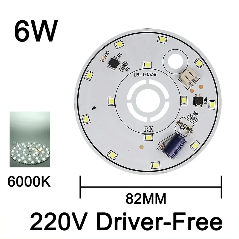220V Driver-Free Light Panel LED Light Chip DIY Round Nordic Light Source Accessories Replacement Household Chandelier Bulb Patc