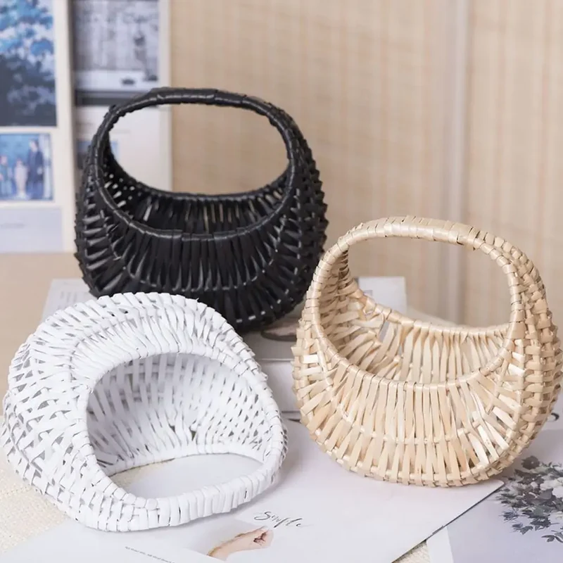 Willow Woven Hand-held Flower Basket DIY Flower Basket Picnic Rattan Basket Storage Basket Photography Props Holiday Gift Basket