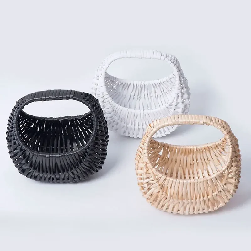 Willow Woven Hand-held Flower Basket DIY Flower Basket Picnic Rattan Basket Storage Basket Photography Props Holiday Gift Basket