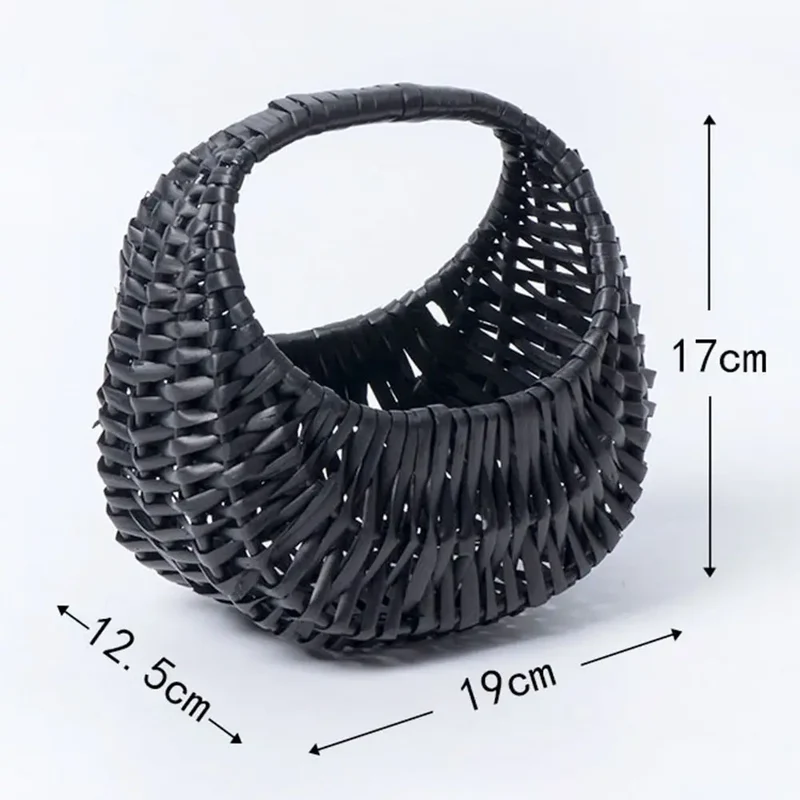 Willow Woven Hand-held Flower Basket DIY Flower Basket Picnic Rattan Basket Storage Basket Photography Props Holiday Gift Basket