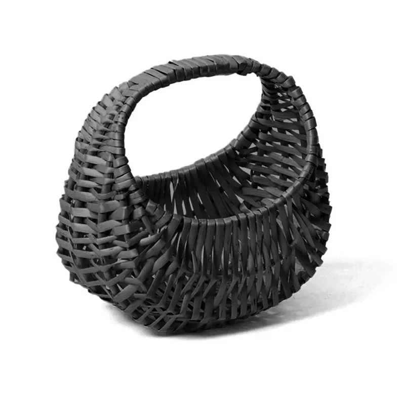 Willow Woven Hand-held Flower Basket DIY Flower Basket Picnic Rattan Basket Storage Basket Photography Props Holiday Gift Basket