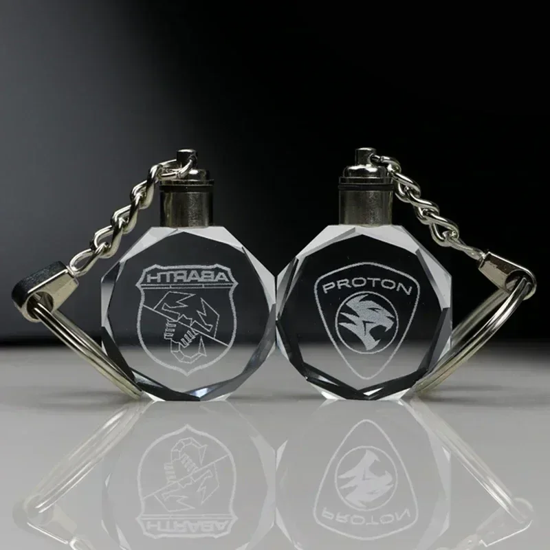 Crystal Keyring with LED Light inside Free Engrave any Design Crystal Blank Key Ring Custom Logo Family Photo DIY Birthday Gifts