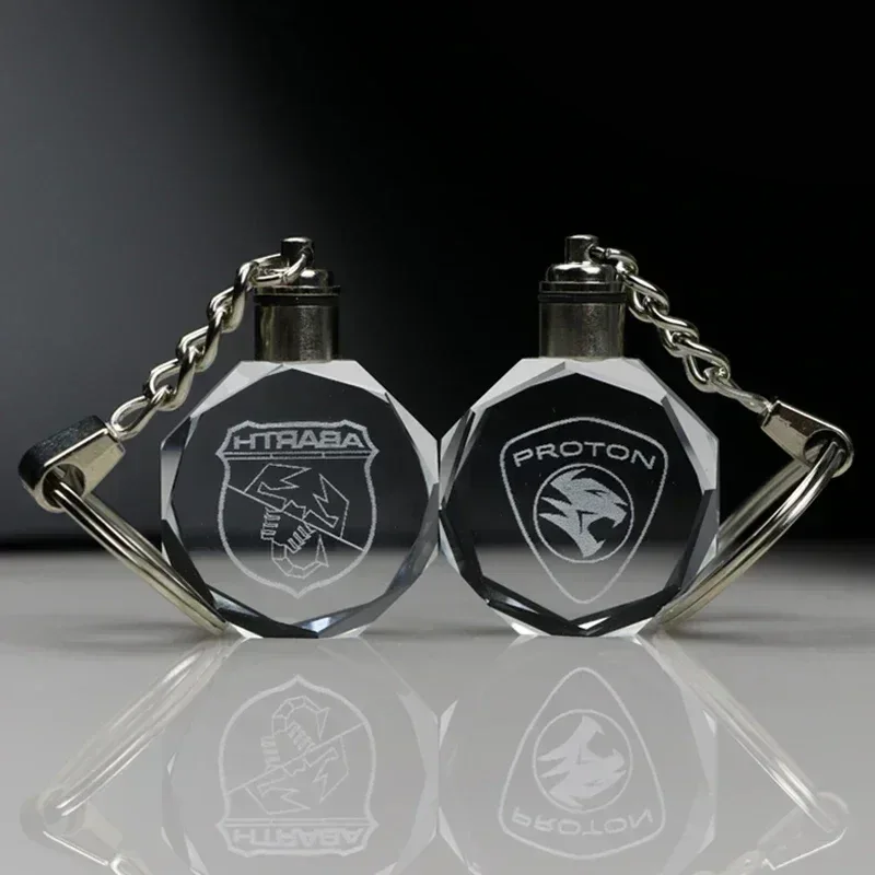 Crystal Keyring with LED Light inside Free Engrave any Design Crystal Blank Key Ring Custom Logo Family Photo DIY Birthday Gifts