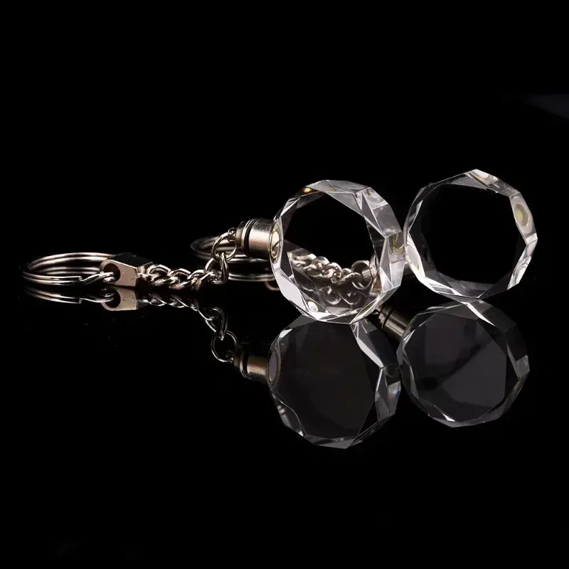 Crystal Keyring with LED Light inside Free Engrave any Design Crystal Blank Key Ring Custom Logo Family Photo DIY Birthday Gifts