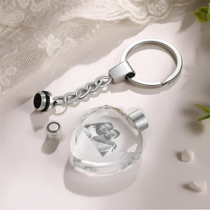 Crystal Keyring with LED Light inside Free Engrave any Design Crystal Blank Key Ring Custom Logo Family Photo DIY Birthday Gifts