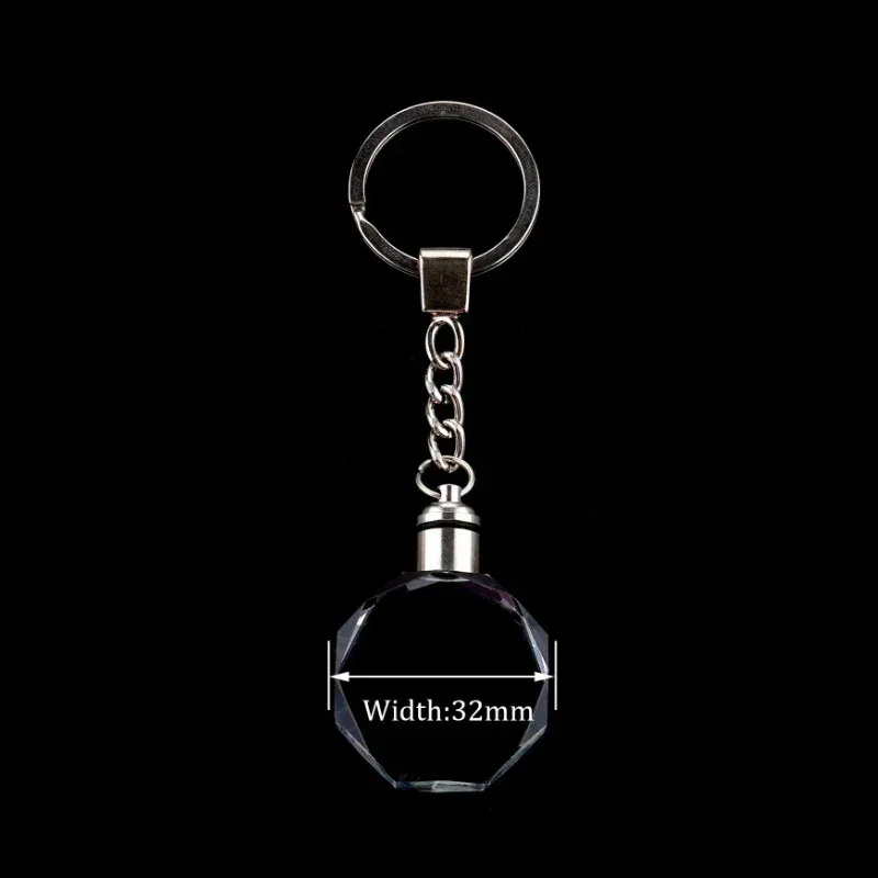 Crystal Keyring with LED Light inside Free Engrave any Design Crystal Blank Key Ring Custom Logo Family Photo DIY Birthday Gifts