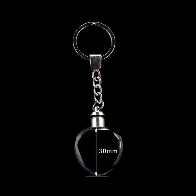Crystal Keyring with LED Light inside Free Engrave any Design Crystal Blank Key Ring Custom Logo Family Photo DIY Birthday Gifts