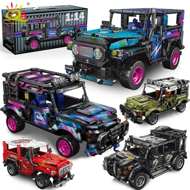HUIQIBAO 1:14 Off-road Vehicle Racing Car Technical Model Building Block MOC Truck Brick Children City Construction Toy Boy Game