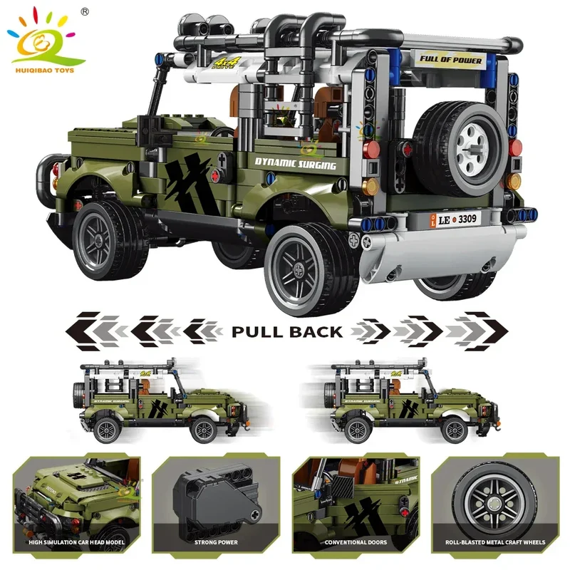 HUIQIBAO 1:14 Off-road Vehicle Racing Car Technical Model Building Block MOC Truck Brick Children City Construction Toy Boy Game