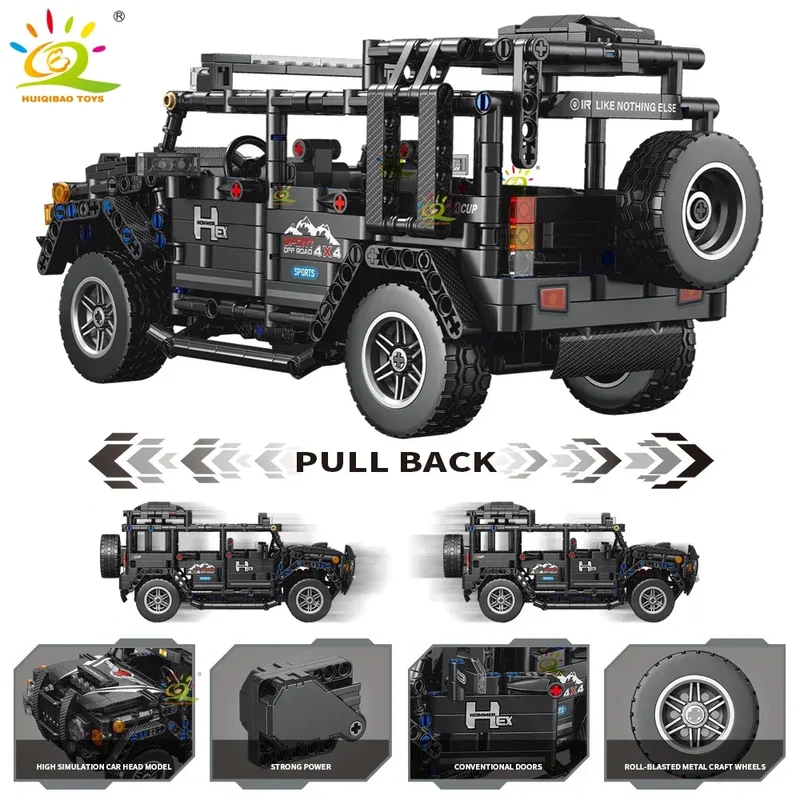 HUIQIBAO 1:14 Off-road Vehicle Racing Car Technical Model Building Block MOC Truck Brick Children City Construction Toy Boy Game