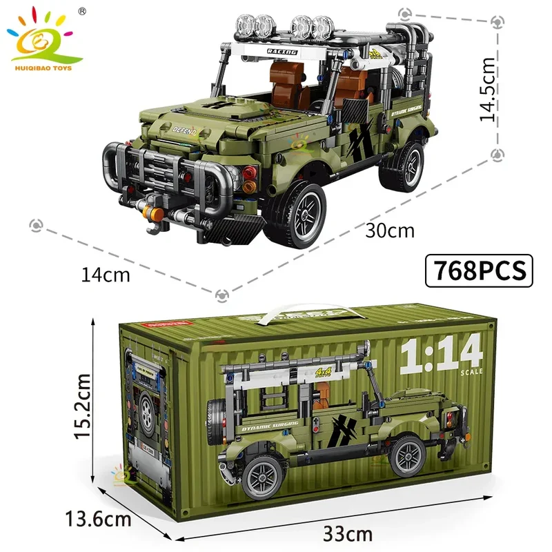 HUIQIBAO 1:14 Off-road Vehicle Racing Car Technical Model Building Block MOC Truck Brick Children City Construction Toy Boy Game