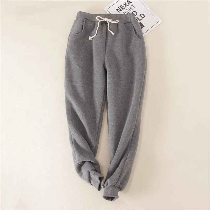 Lambskin Sweatpants Winter Women's Velvet Autumn and Models Loose Thickening Was Thin Warm Pants