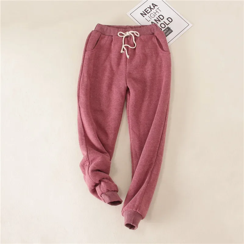 Lambskin Sweatpants Winter Women's Velvet Autumn and Models Loose Thickening Was Thin Warm Pants