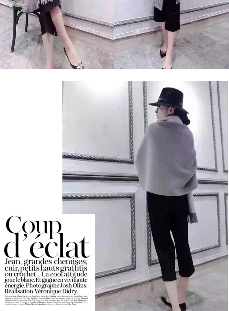Autumn Winter Tassel Long Sweater Cardigans Casual Korean Long Sleeve Cloak Patchwork Knitwear Coats Outwaer LMFS-LM-8015