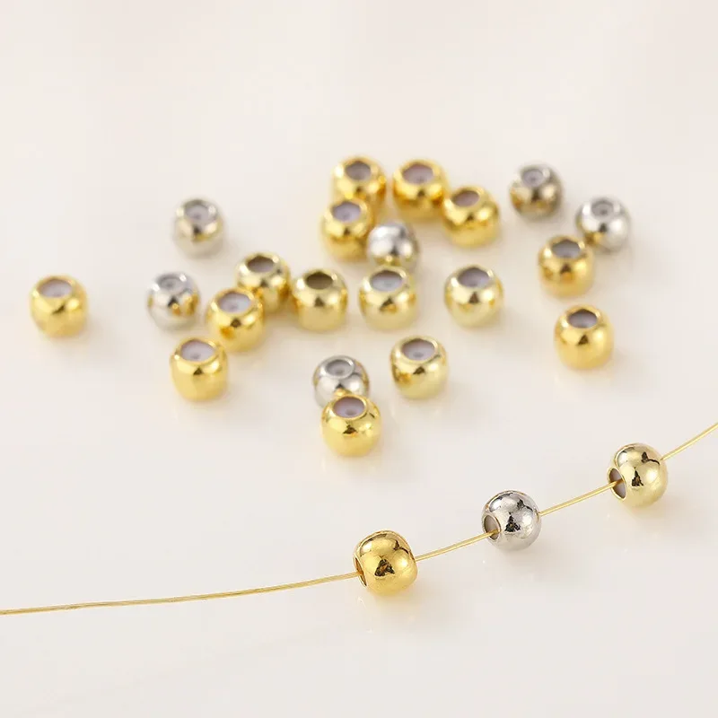Brass Round Slider Stopper Beads for Bracelet Silicone Inside Positioning Spacer Adjust DIY Crafts Jewelry Making Findings