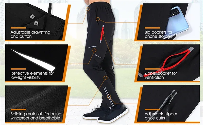 WEST BIKING Cycling Pants Spring Summer Outdoor Sports Pants Breathable Comfortable Cycling Running Trousers Men Bicycle Pants