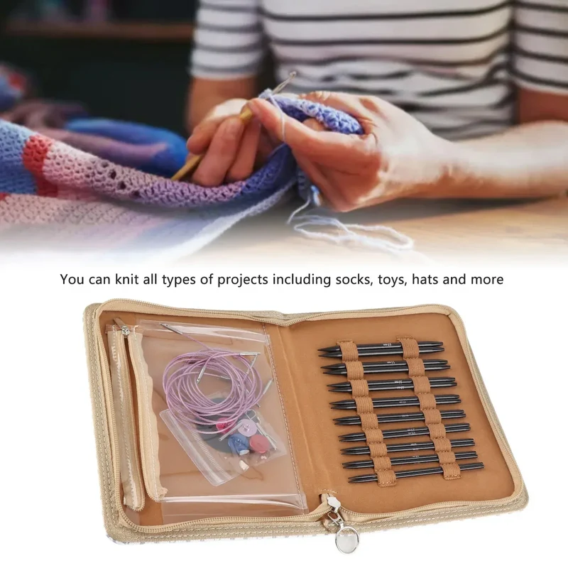 Blanket Knitting Needle Interchangeable Smoothing Circular Needle Set Anti Fatigue Handle Ergonomic Design 3 To 8mm for Family