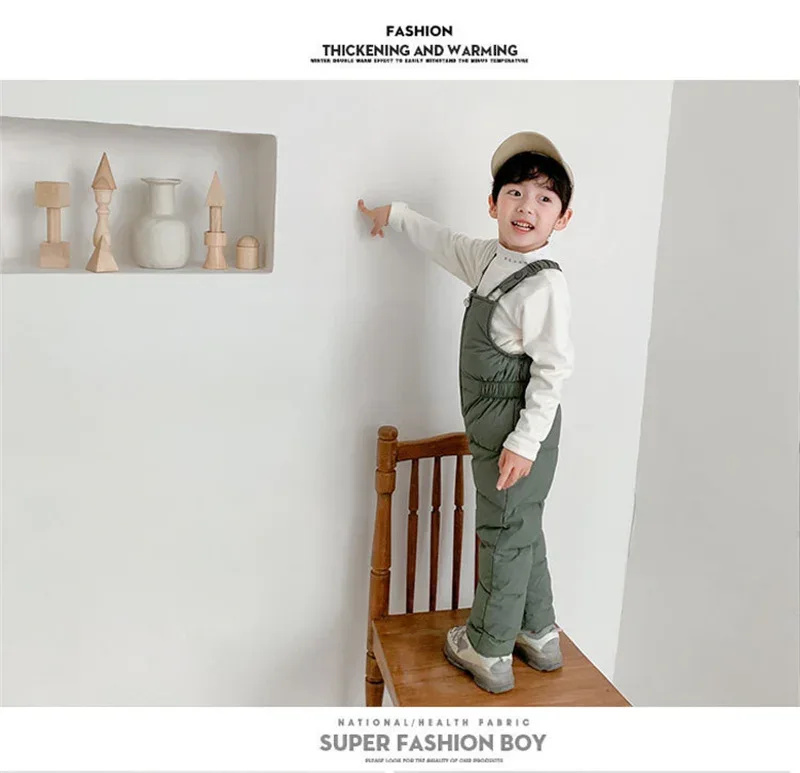 Children Thicken Warm Rompers Boys Girls Autumn Winter Down Pants Kids High Quality Down Trousers Baby Casual Cotton Trousers