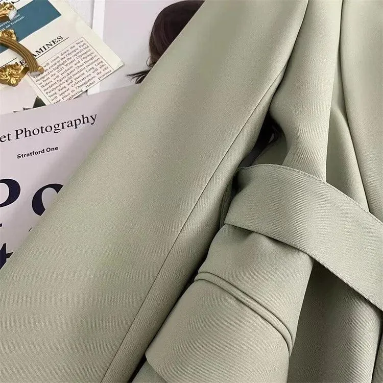 2024 Spring Autumn Suit Jacket Office Lady Fashion Elegant Commute Long Sleeve Lace Up Coat For Women 2024 Female Black Tops